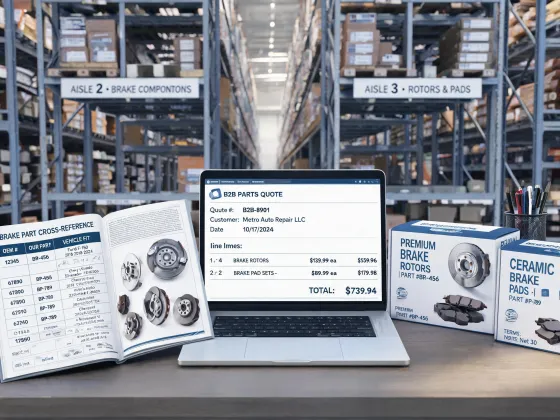 Distributor team organizing Wagner brake part quote data